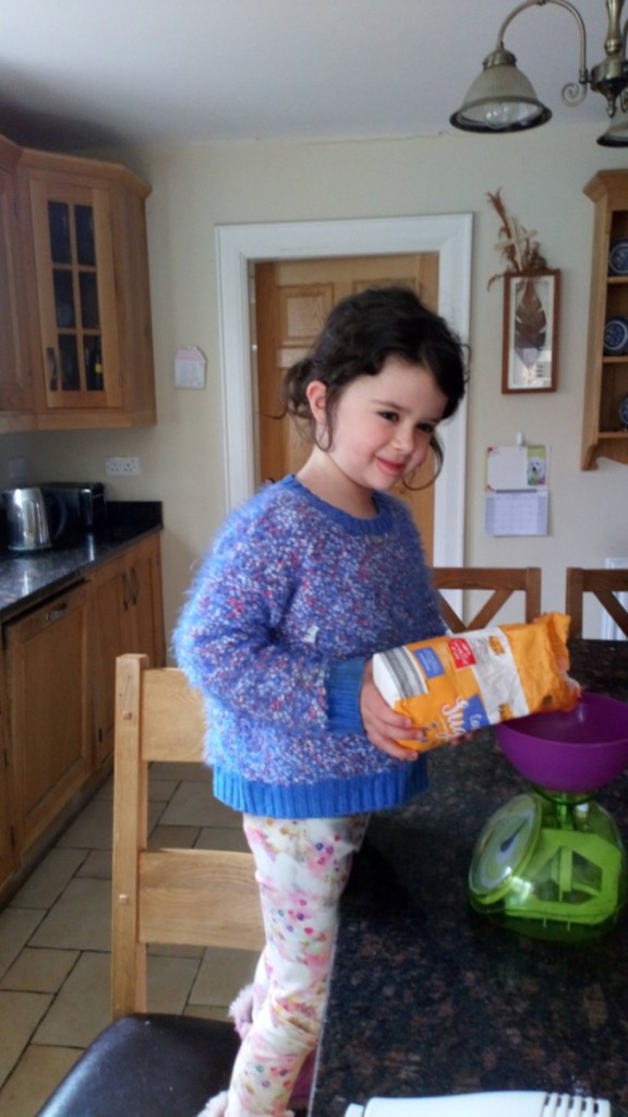 Sarah baking a cake